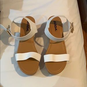 White platform sandals
